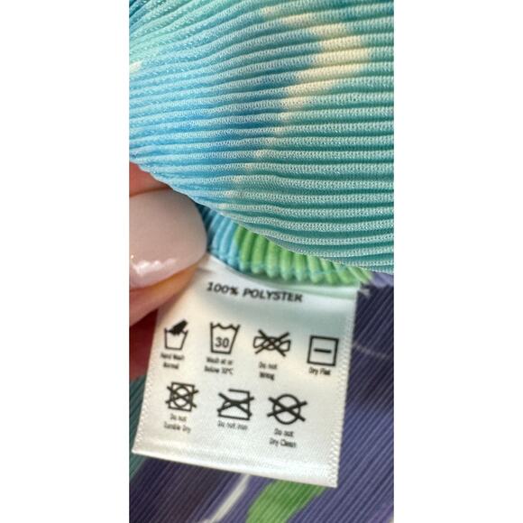 Scarlet Sage Shelly Marbled Dress Blue Purple Green Polyester Pleated 0/S Artsy - Picture 13 of 14